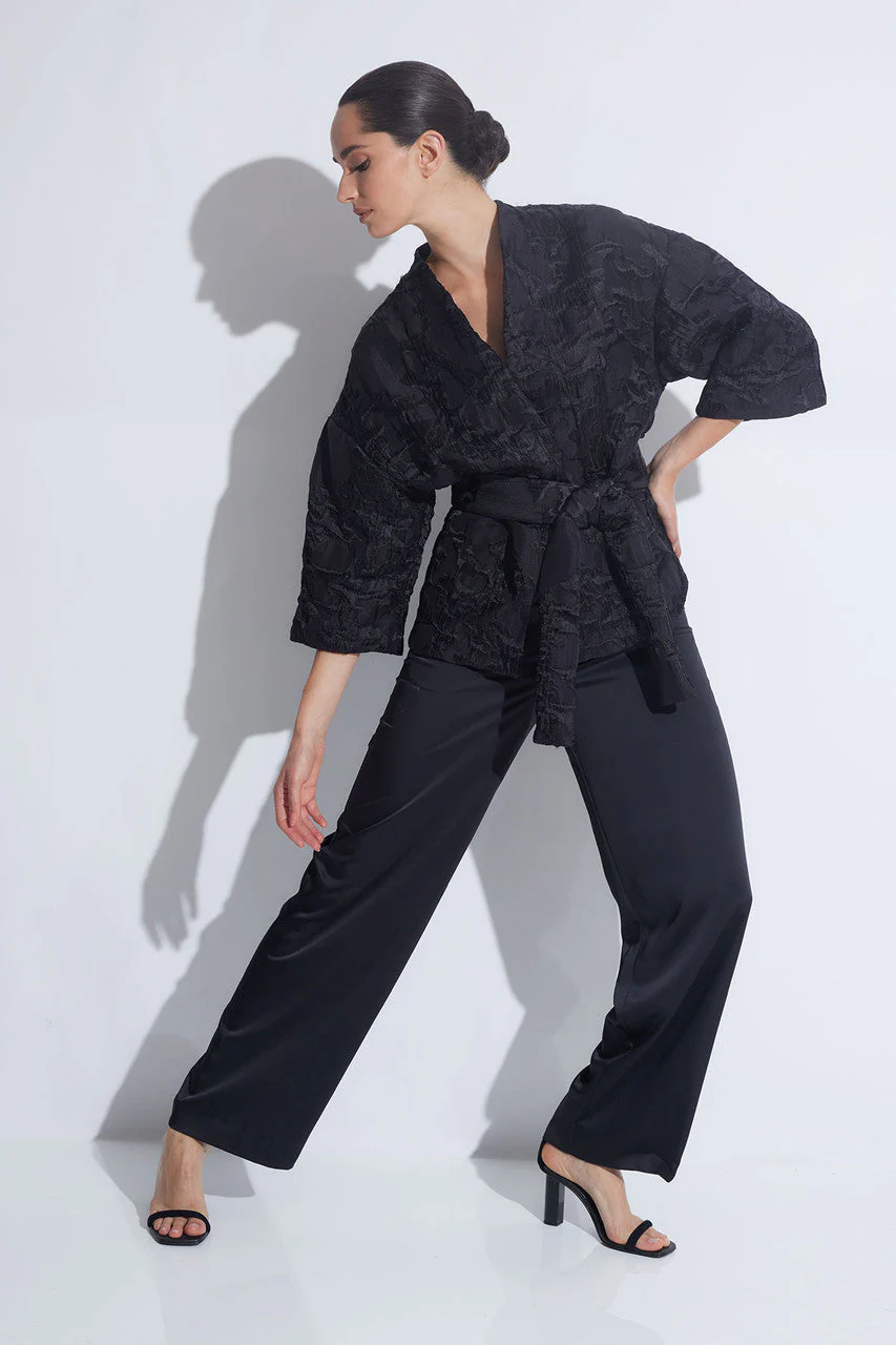 Matelassé Short Kimono Belted Topper - Image 5