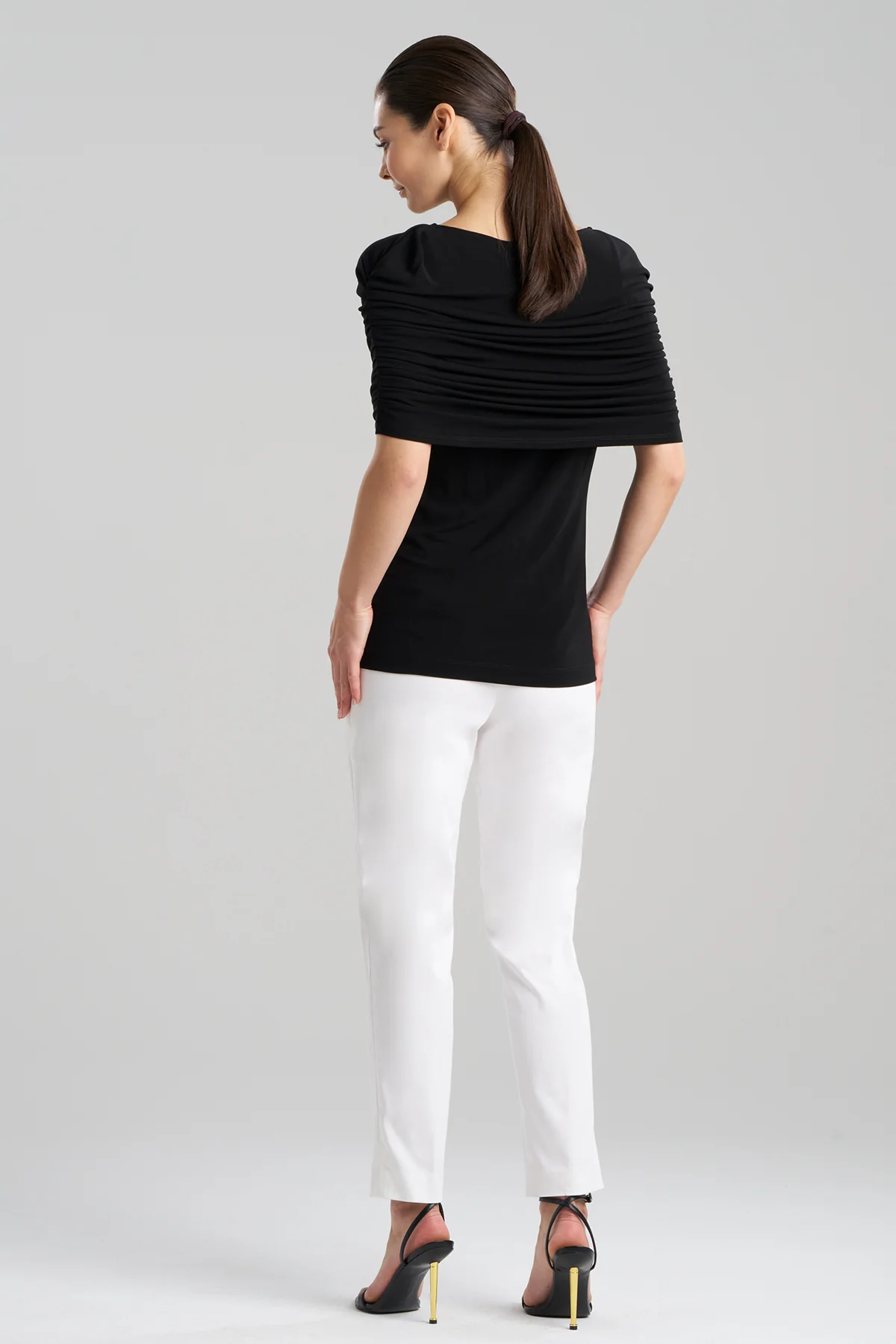Matte Jersey Rouched Shoulder Top - Image 2