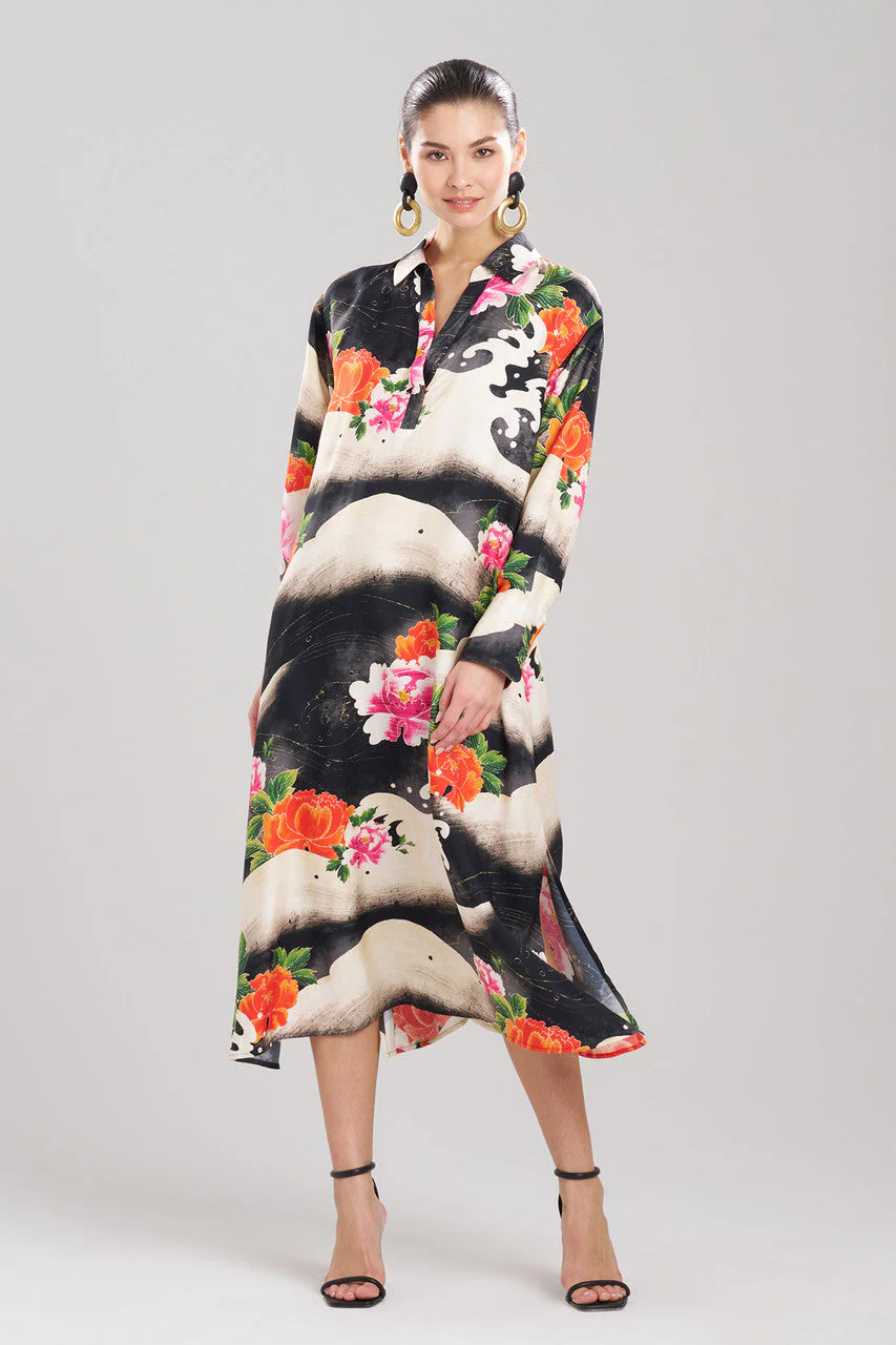 Mayumi Cotton Silk Oversized Half Placket Shirtdress - Image 2