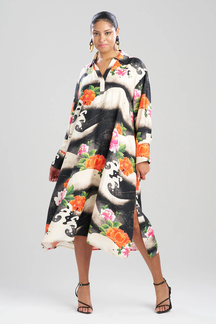 Mayumi Cotton Silk Oversized Half Placket Shirtdress - Image 3