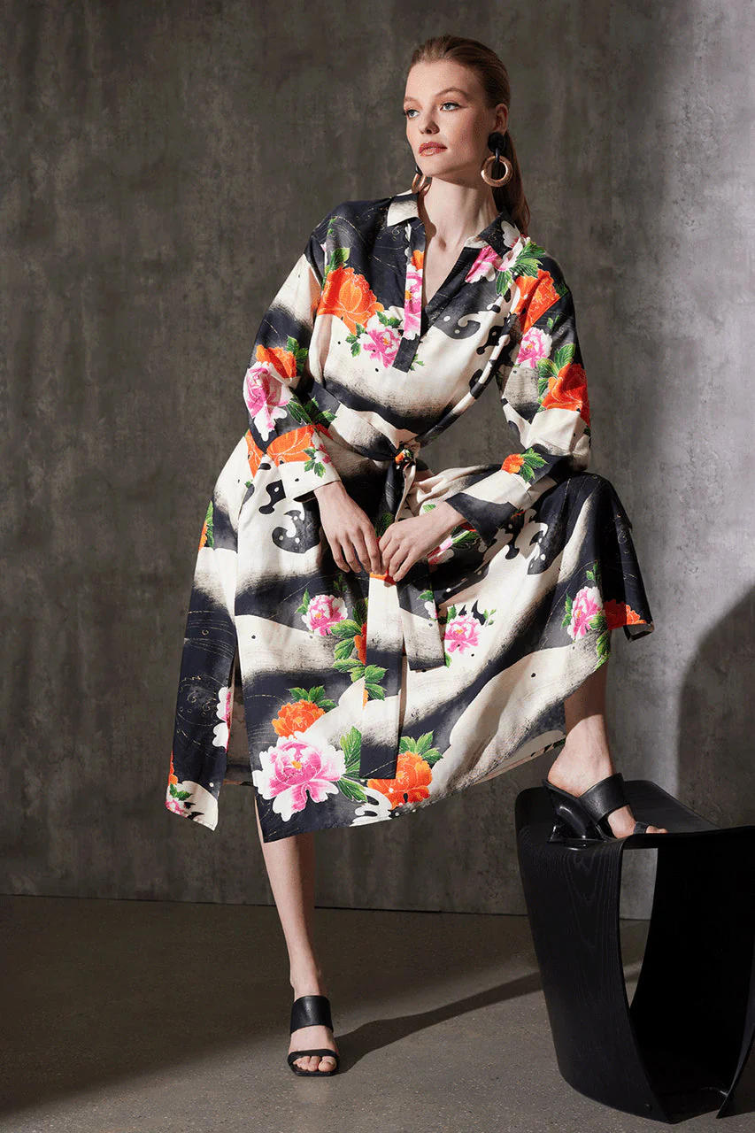 Mayumi Cotton Silk Oversized Half Placket Shirtdress - Image 6