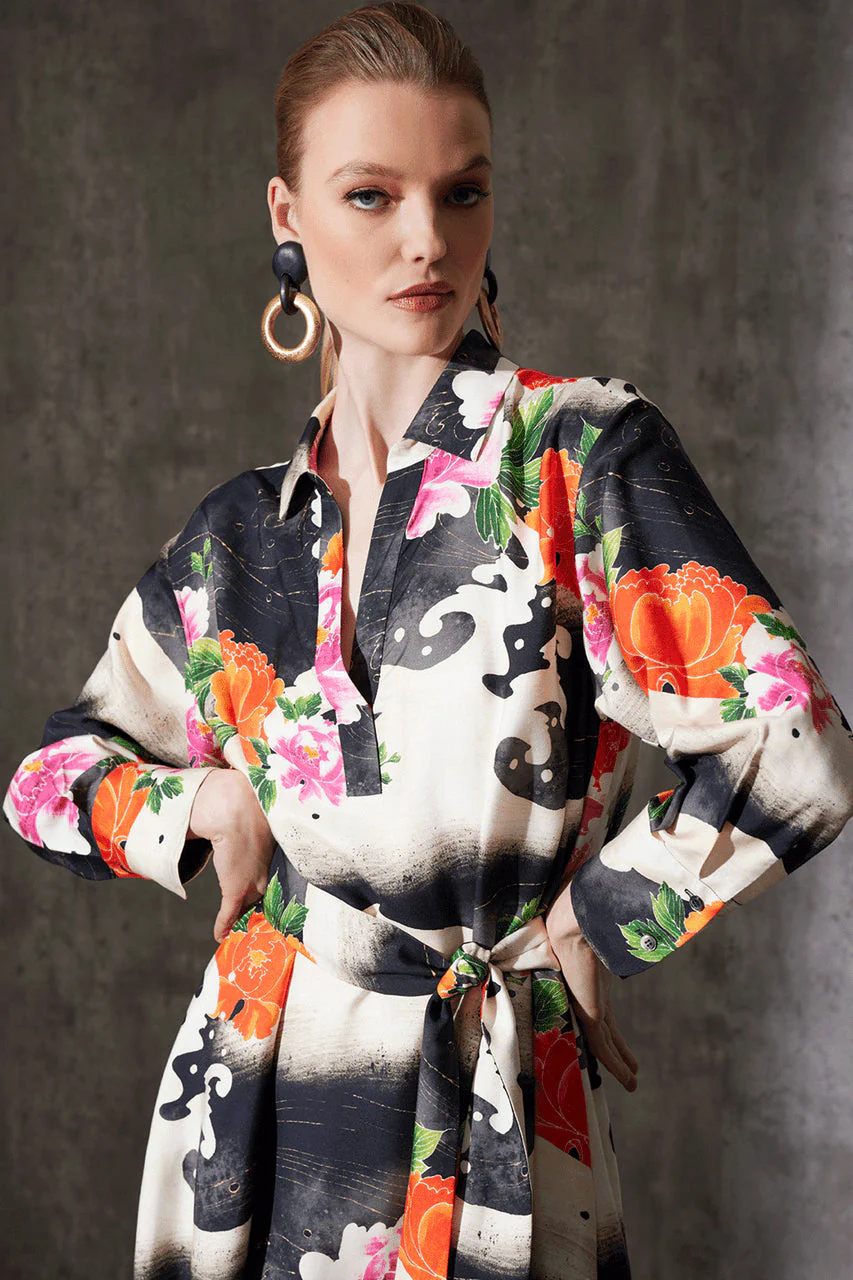 Mayumi Cotton Silk Oversized Half Placket Shirtdress - Image 7
