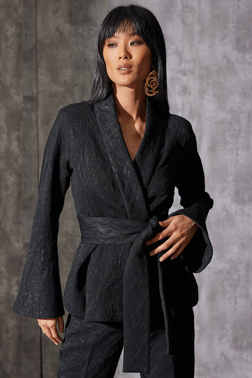 Metallic Jacquard Peplum Jacket - Image 3