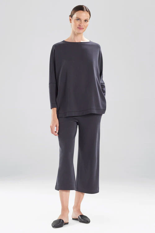 Mia - Sanded Jersey Oversized Tunic Top - black sand
