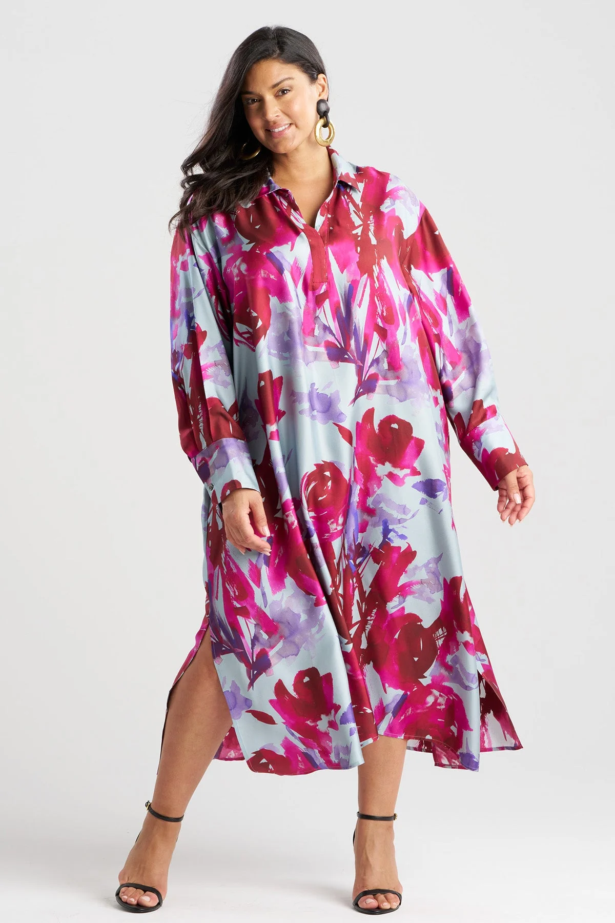 Mira Silk Twill Oversized Shirt Dress - Image 3