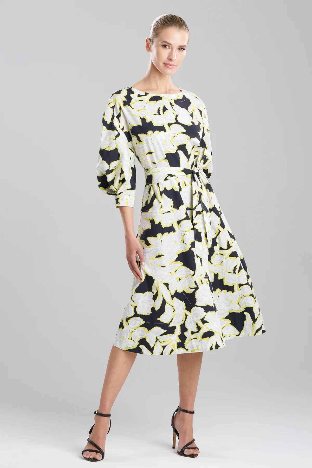 Misty Floral Cotton Boatneck Dress