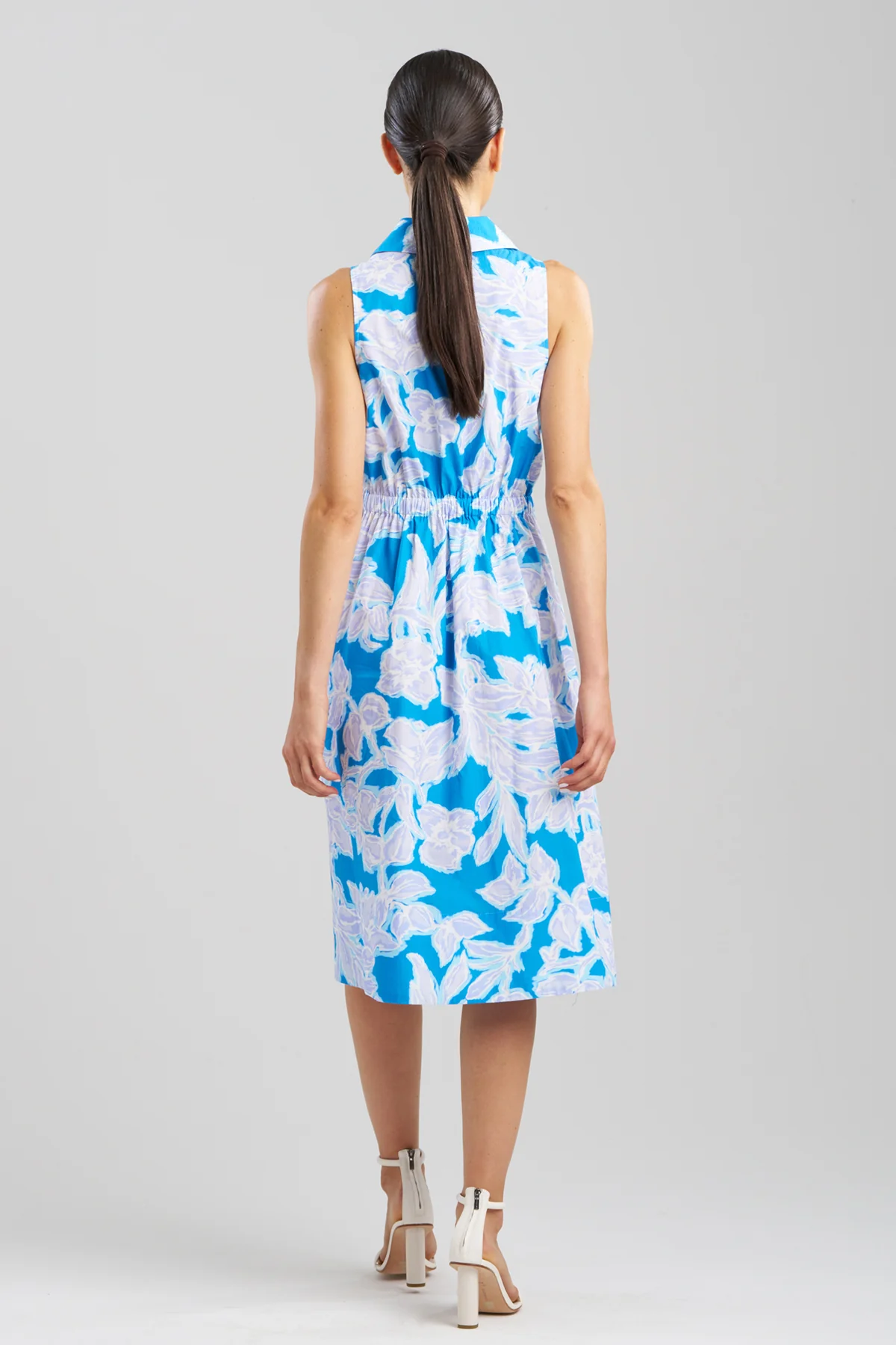 Misty Floral Cotton Halter Shirt Dress - Image 2