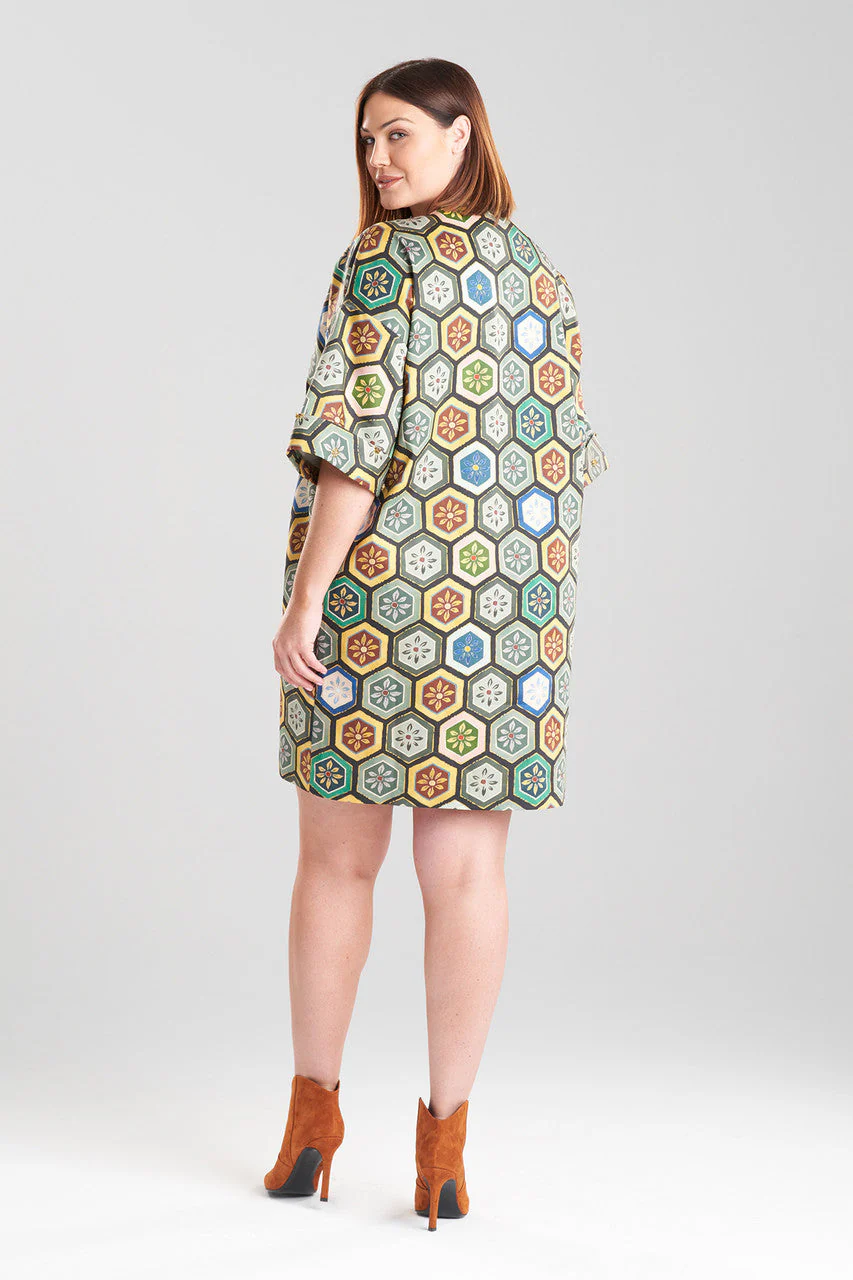 Mitsu Printed Cotton Sateen Beaded T-Shirt Dress - Image 3