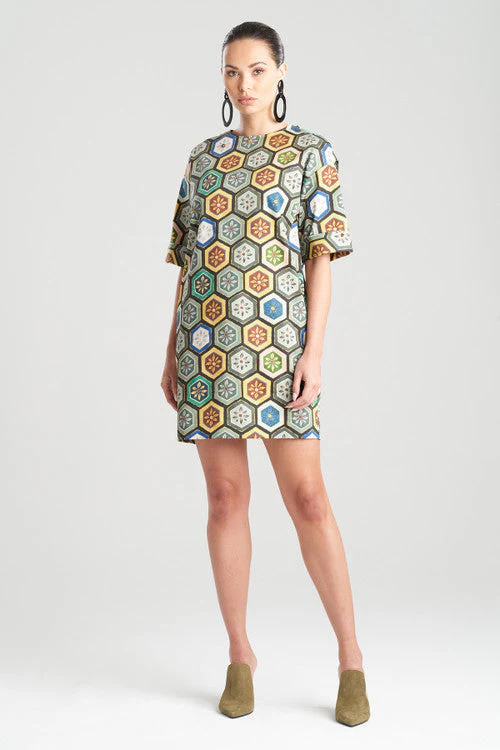 Mitsu Printed Cotton Sateen Beaded T-Shirt Dress - Image 9