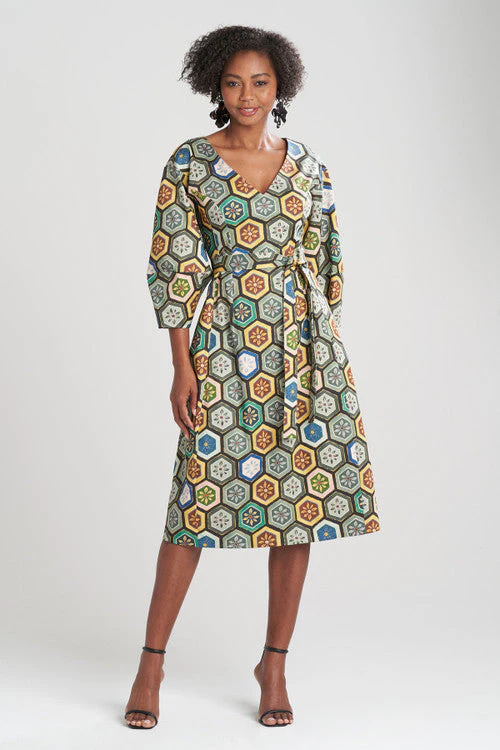 Mitsu Printed Cotton Sateen Lantern Sleeve Dress - Image 6