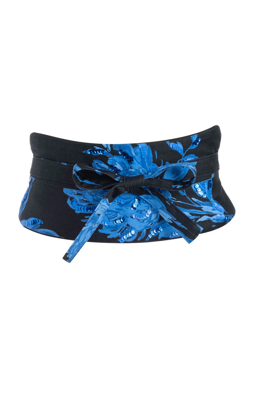 Miyako Printed Cotton Chino Beaded Obi Belt
