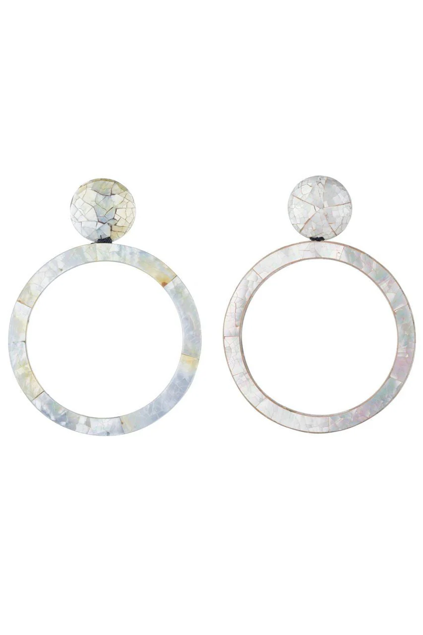 Mother of Pearl Closed Hoop Clip Earrings - Image 2