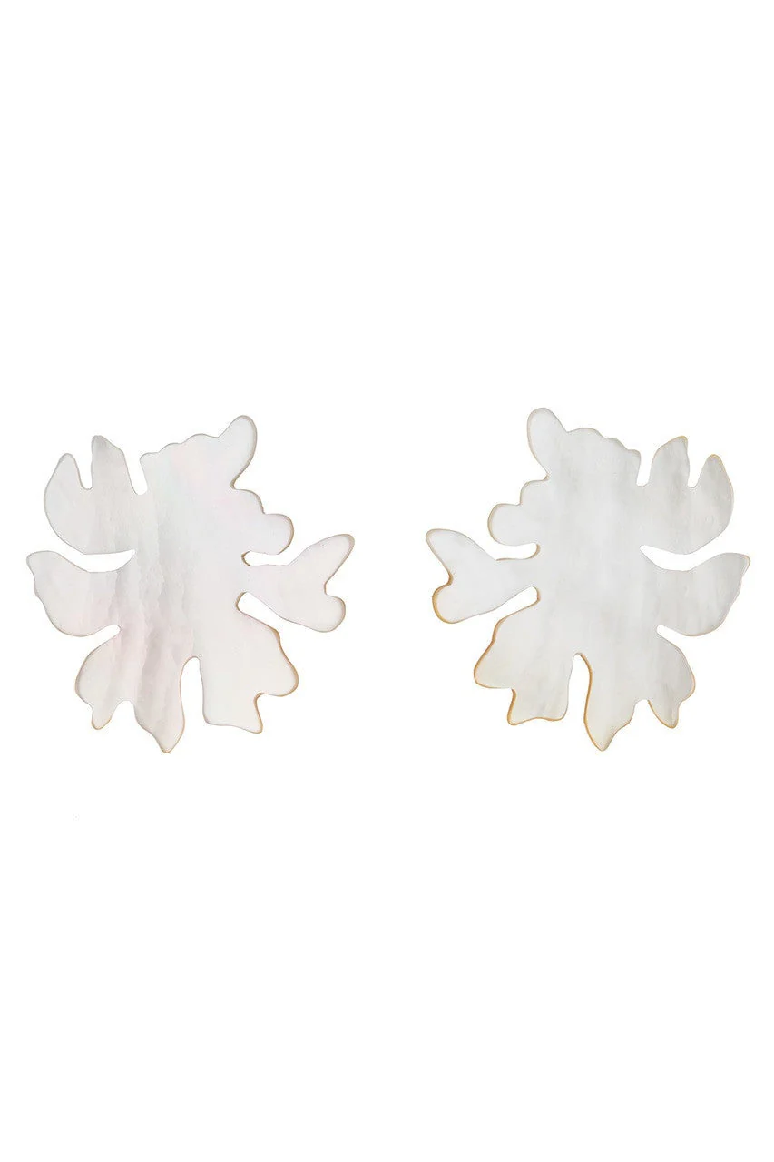 Mother Of Pearl Coral Clip Earrings - Image 2