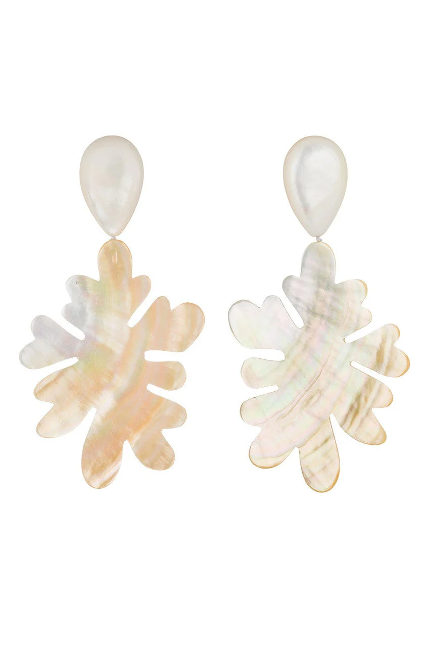 Mother Of Pearl Coral Drop Clip Earrings - Image 2
