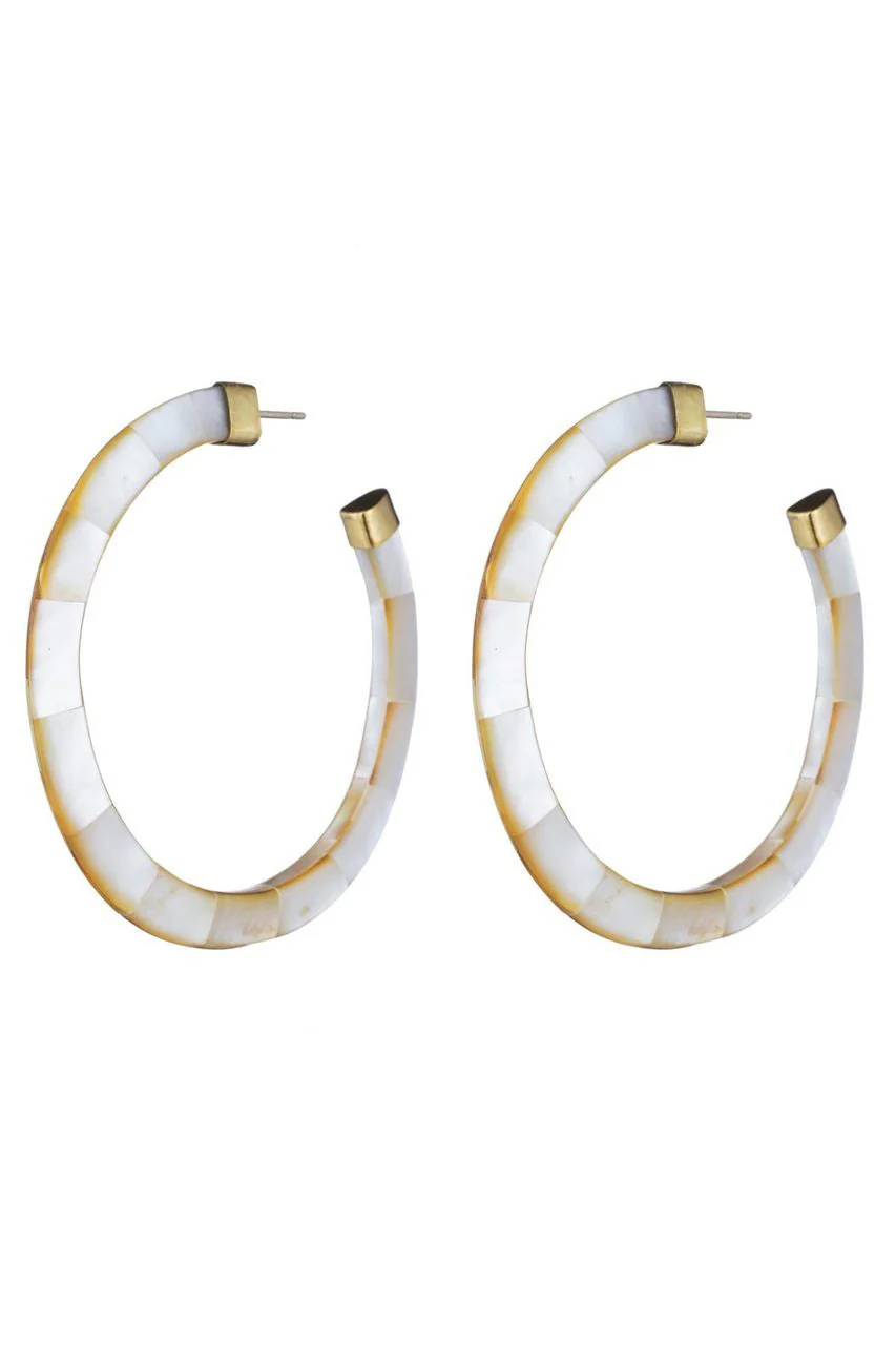 Mother of Pearl Hoop Clip Earrings - Image 2