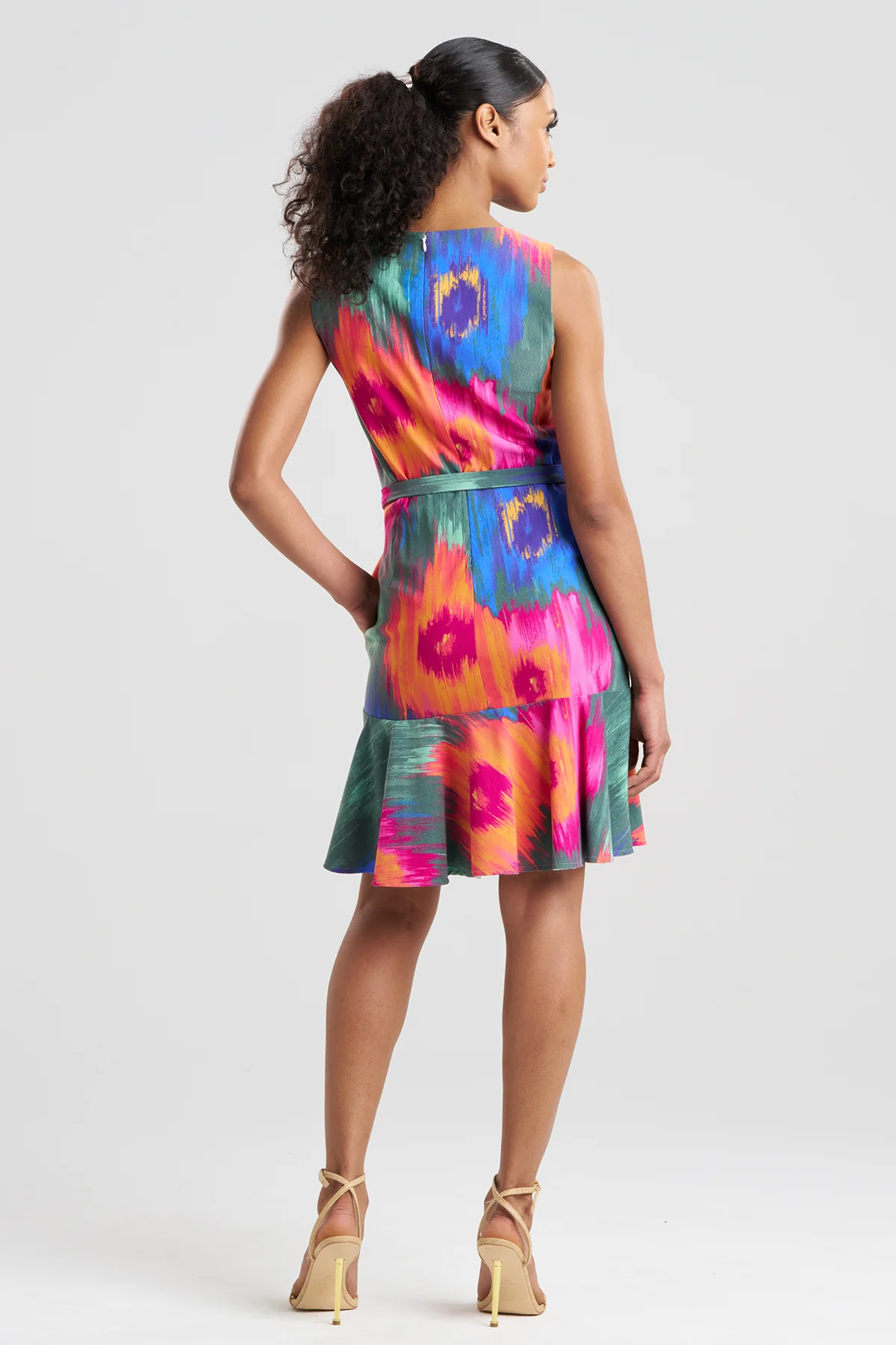 Multi Floral Belted Ruffle Dress - Image 2
