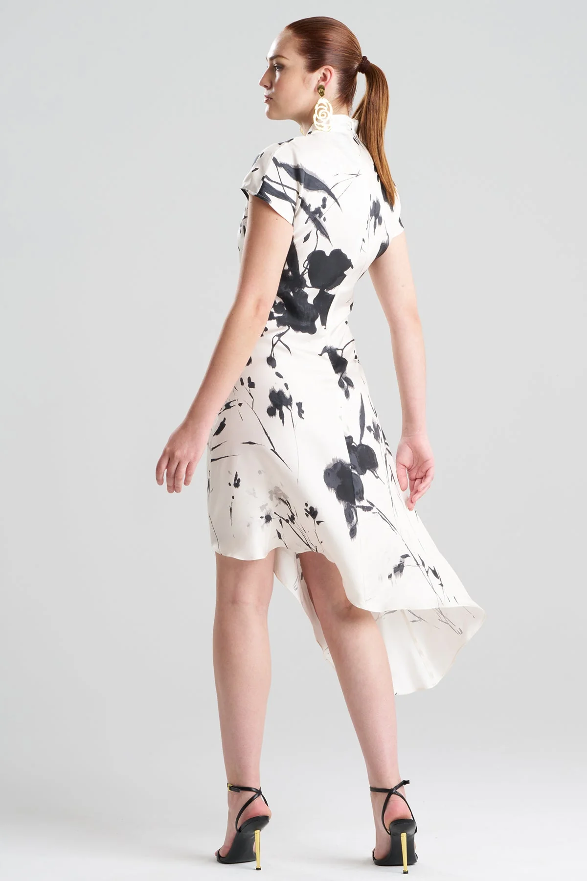 Nara Silk Twill Asymmetric Pleated Dress - Image 3