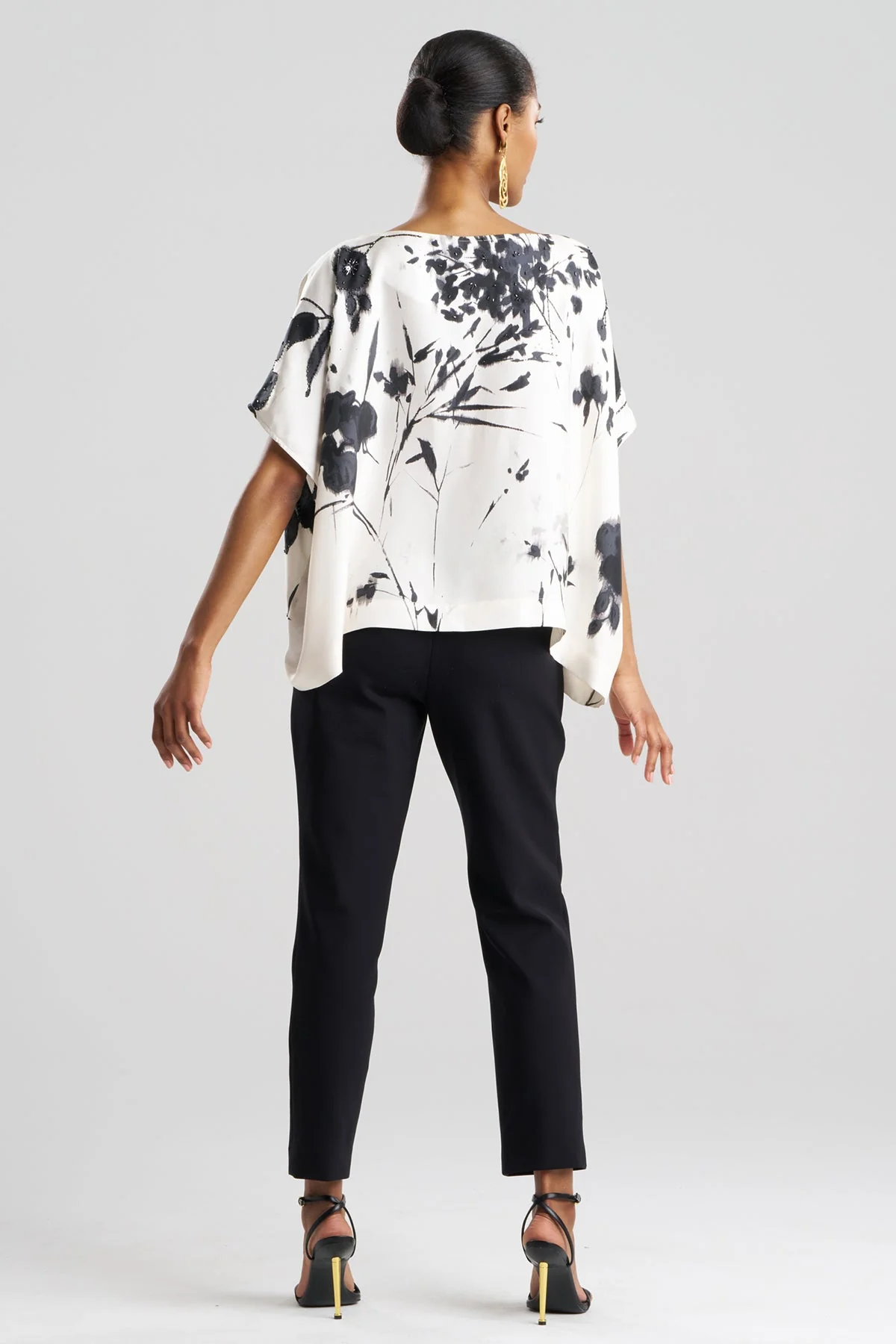 Nara Silk Twill Beaded Caftan Top - Image 2