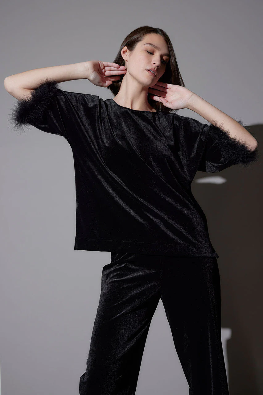 Natalie Feather Trim Pullover PJ - Image 2