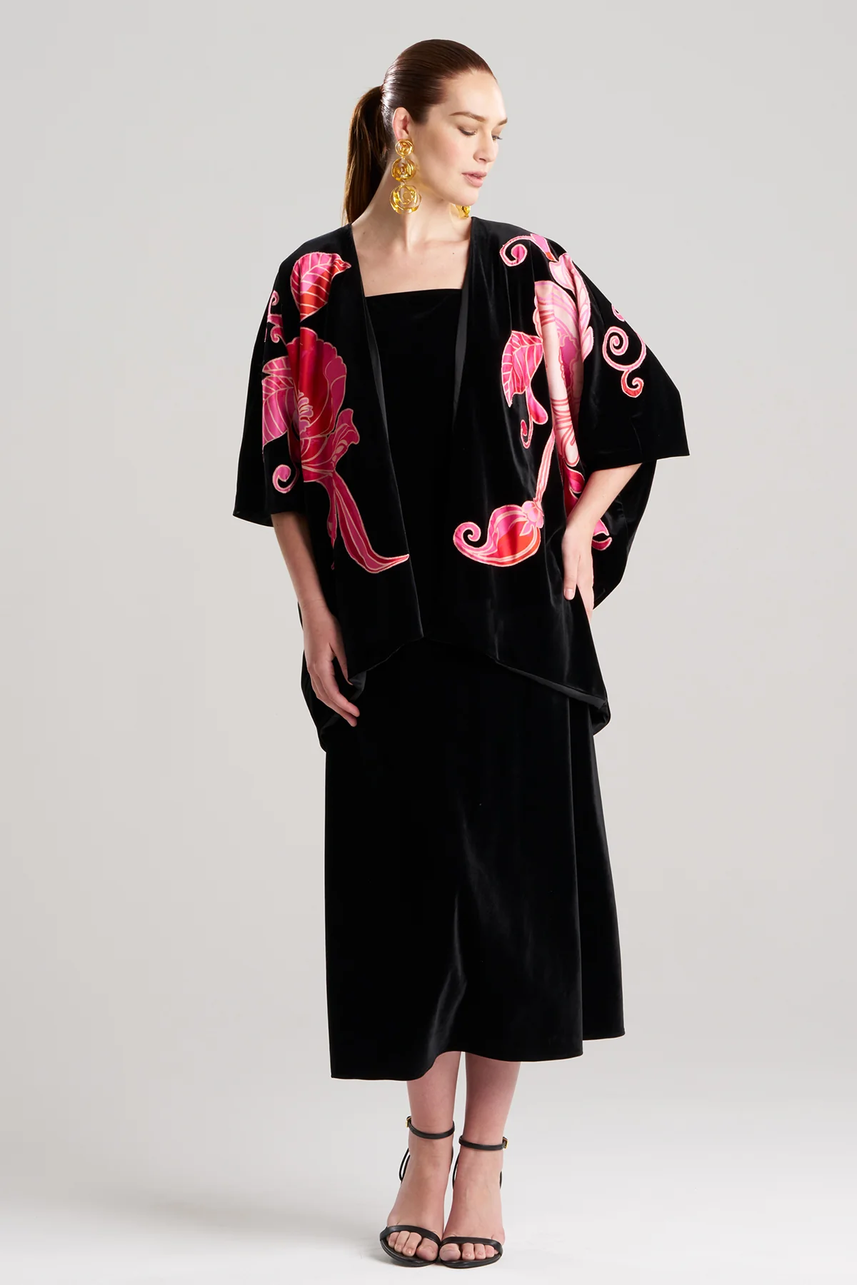 Natalie Velvet Appliqued Cocoon Cardigan - Image 2
