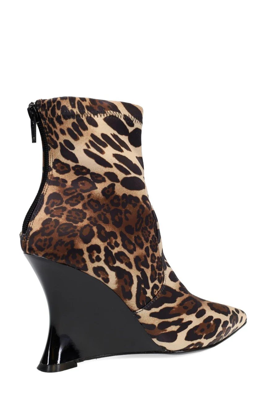 Neko Luxe Leopard Satin Wedge Ankle Boot - Image 2