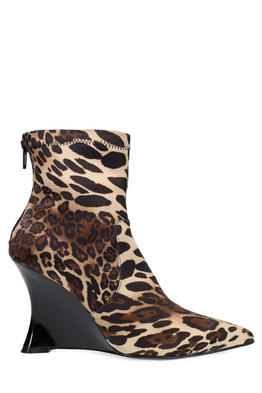 Neko Luxe Leopard Satin Wedge Ankle Boot - Image 3