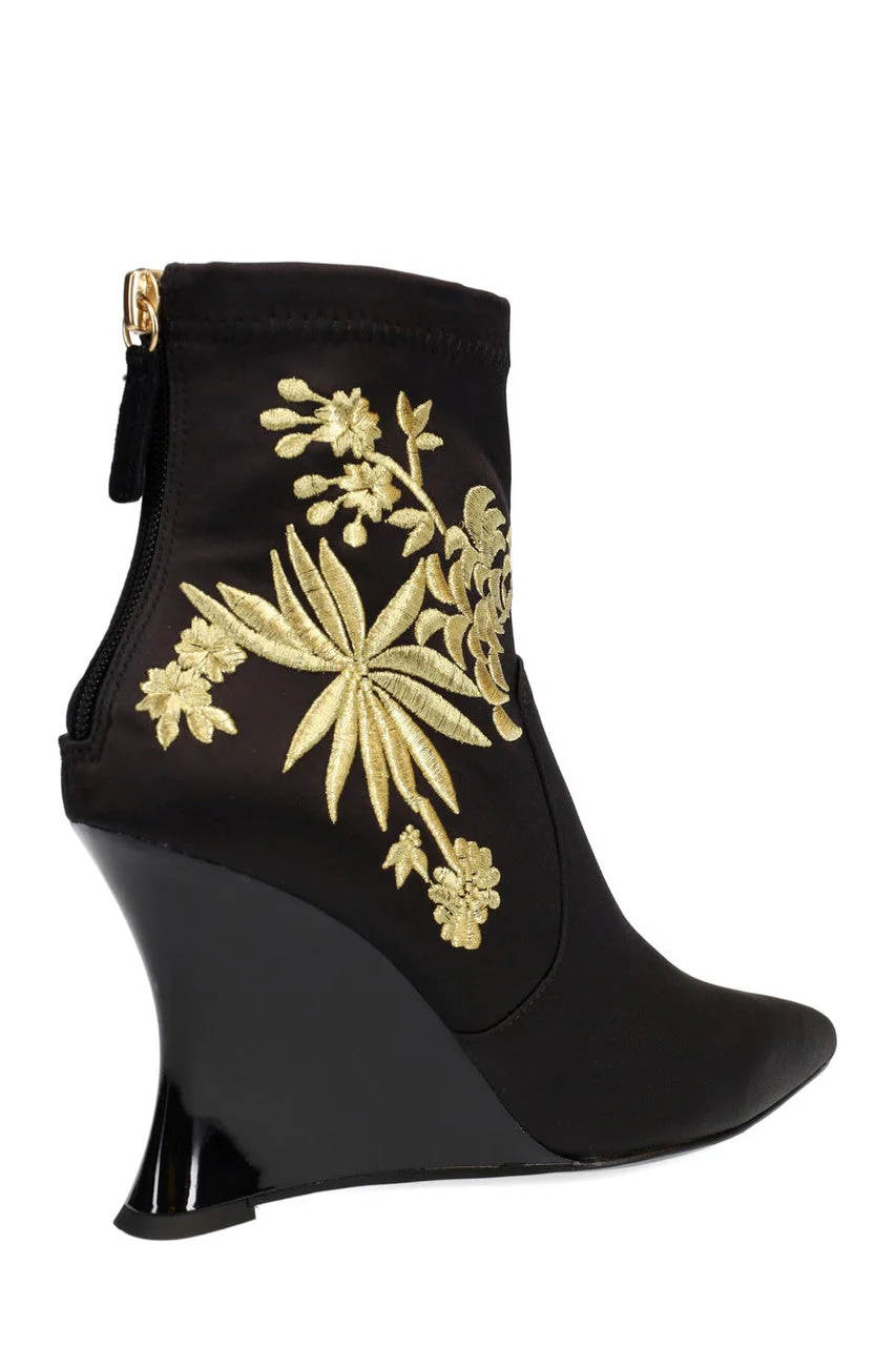Neko Satin Embroidery Wedge Ankle Boot - Image 2
