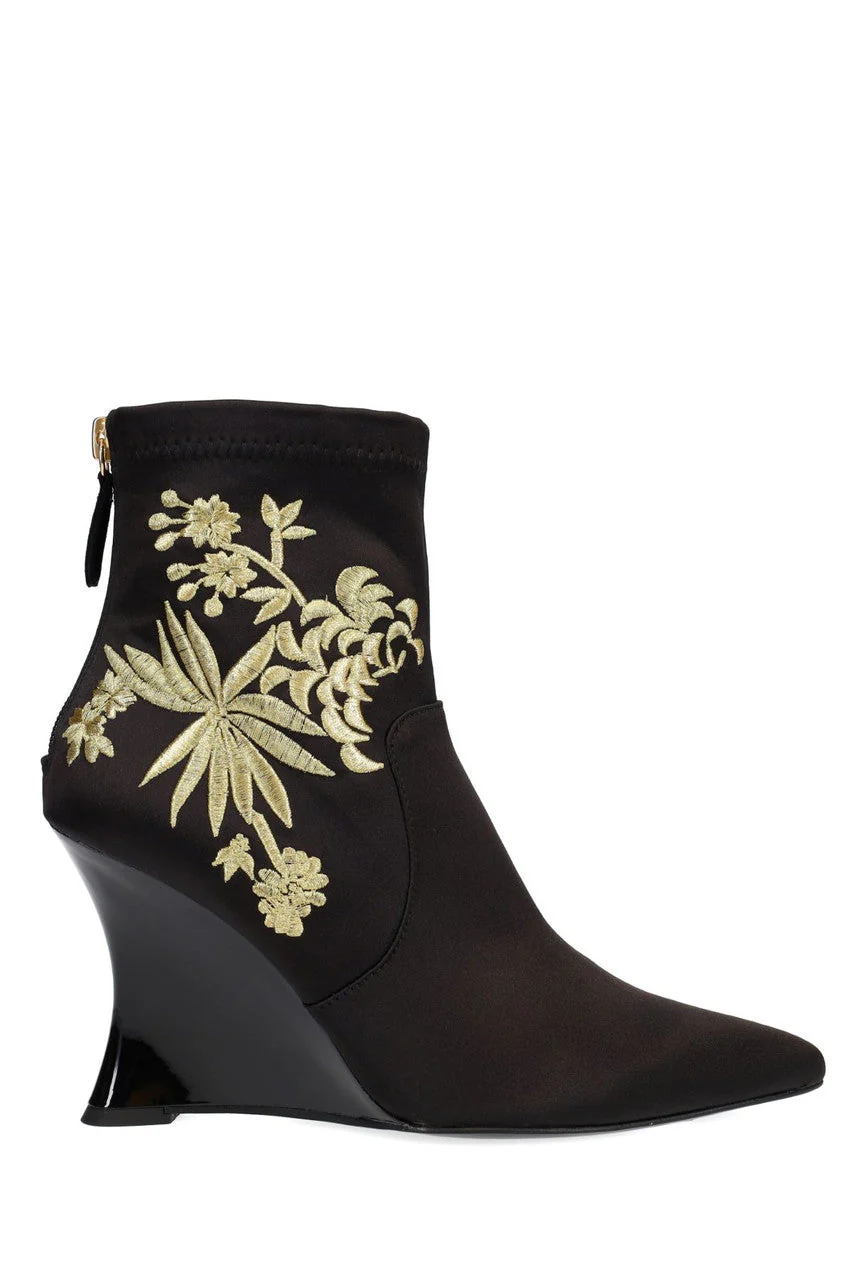 Neko Satin Embroidery Wedge Ankle Boot - Image 3