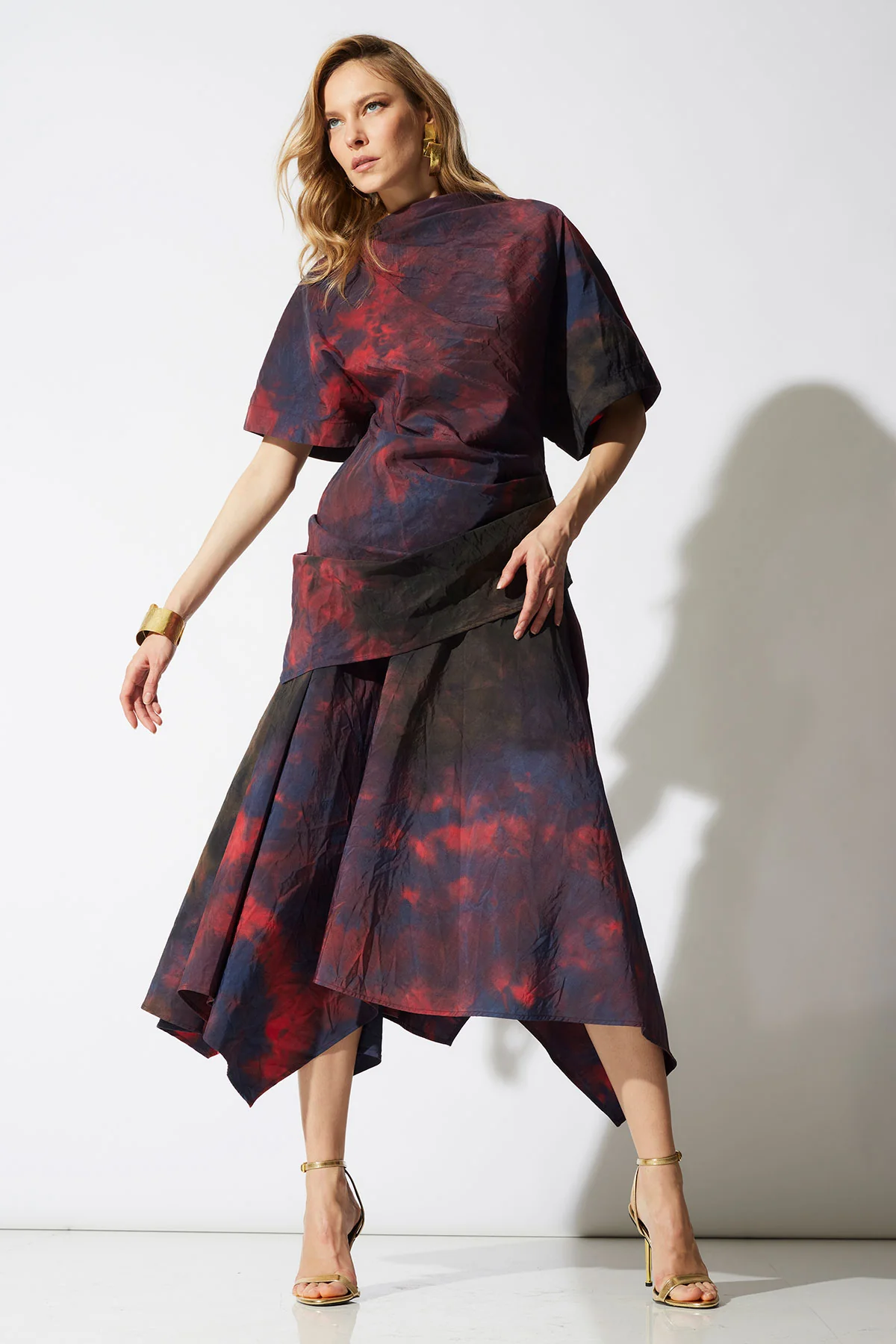 Niji Tie Dye Taffeta Origami Maxi Skirt - Image 3