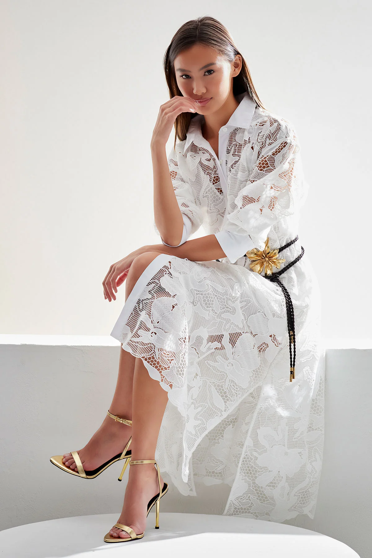 Nishi Lace Oversized Shirtdress