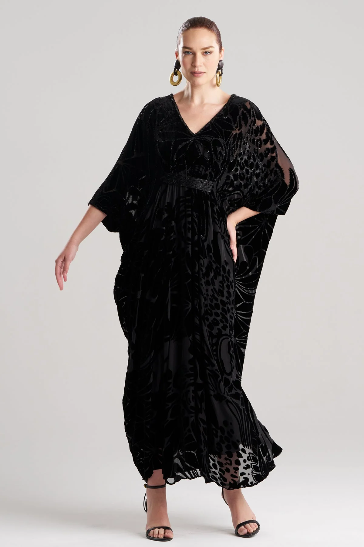 Nouveau Velvet Embellished Silk Caftan - Image 2