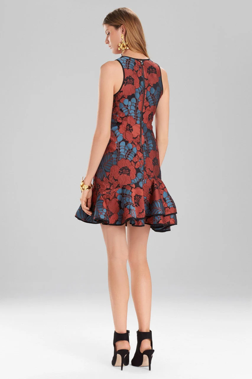 Novelty Jacquard Sleeveless Ruffle Hem Dress - Image 3