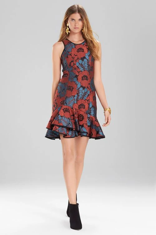 Novelty Jacquard Sleeveless Ruffle Hem Dress - Image 5