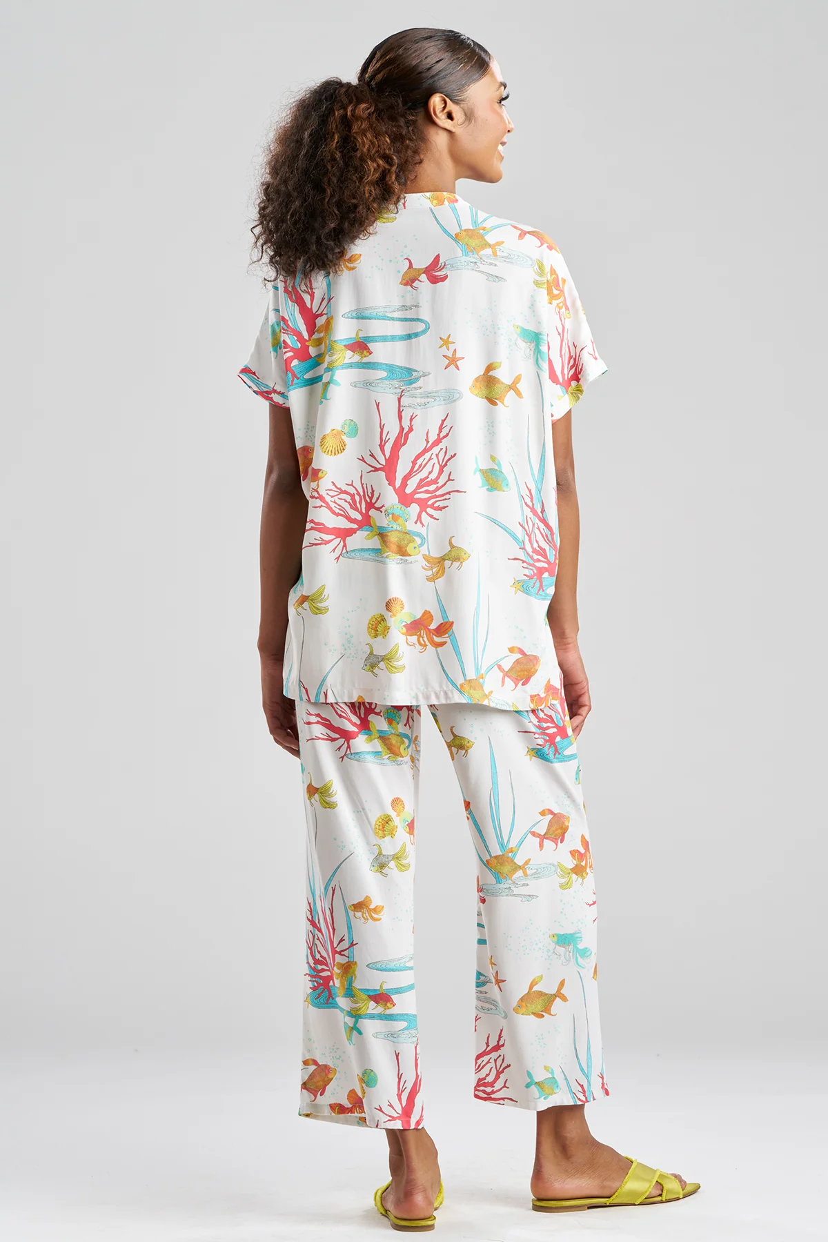Ocean's Embrace Printed Challis Mandarin PJ Set - Image 2