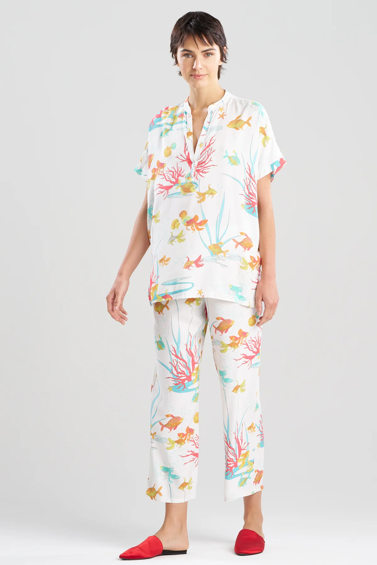 Ocean's Embrace Printed Challis Mandarin PJ Set - Image 3