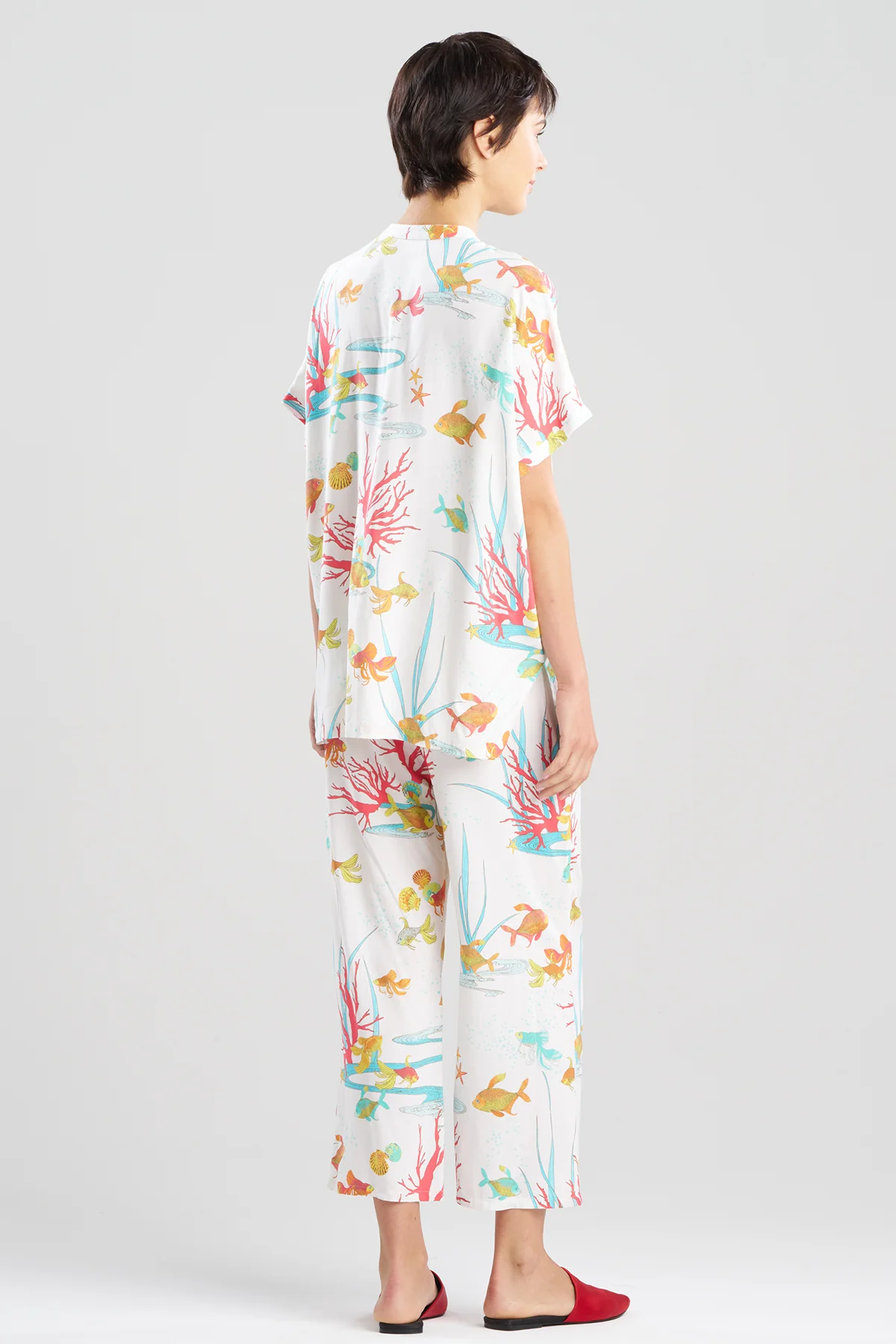 Ocean's Embrace Printed Challis Mandarin PJ Set - Image 4