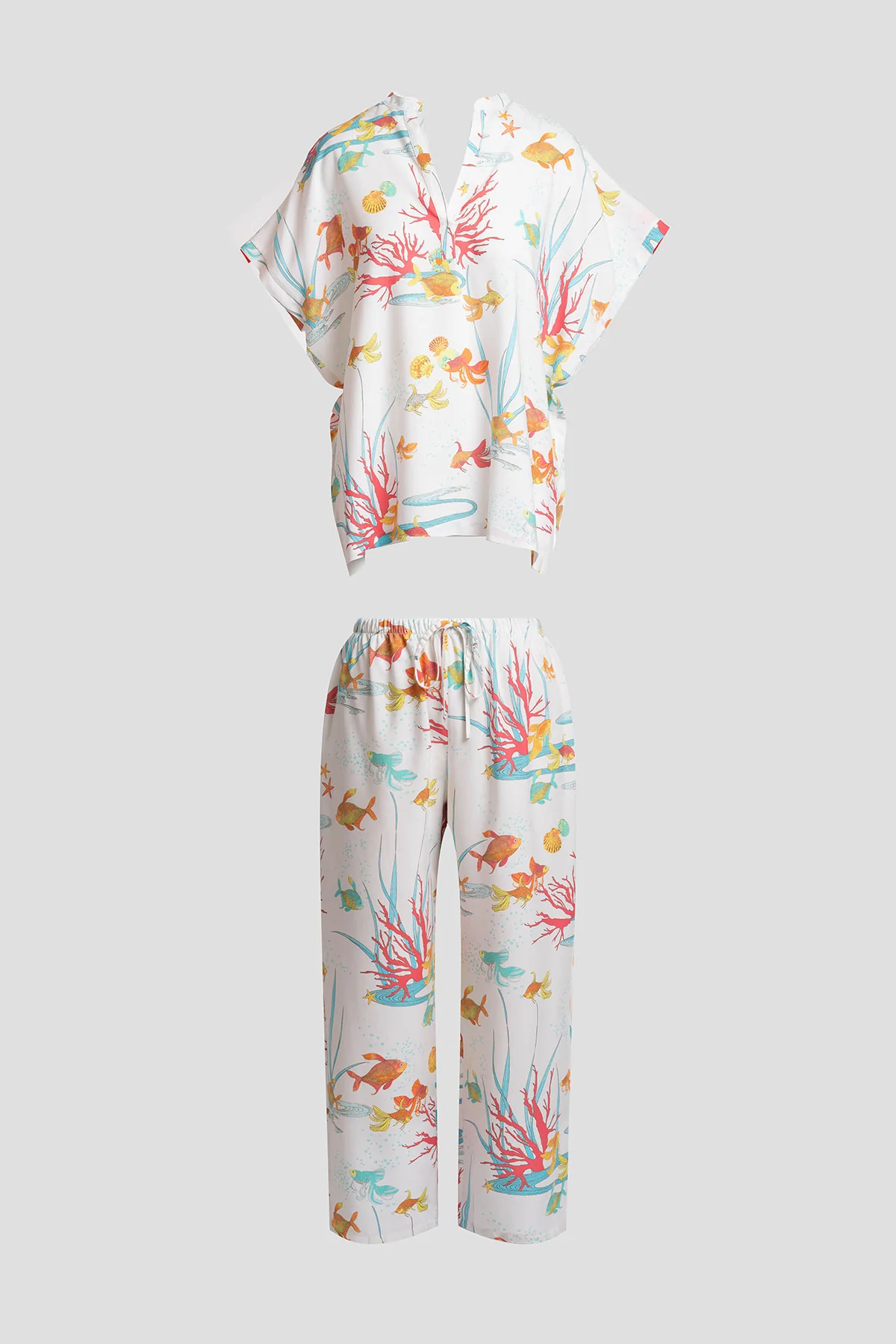 Ocean's Embrace Printed Challis Mandarin PJ Set - Image 5