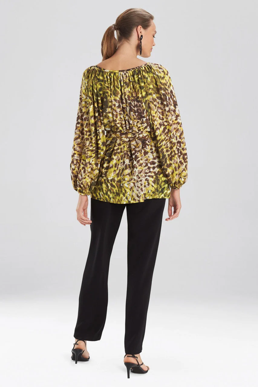 Ombre Animale - Silky Soft Peasant Blouse - green - Image 3