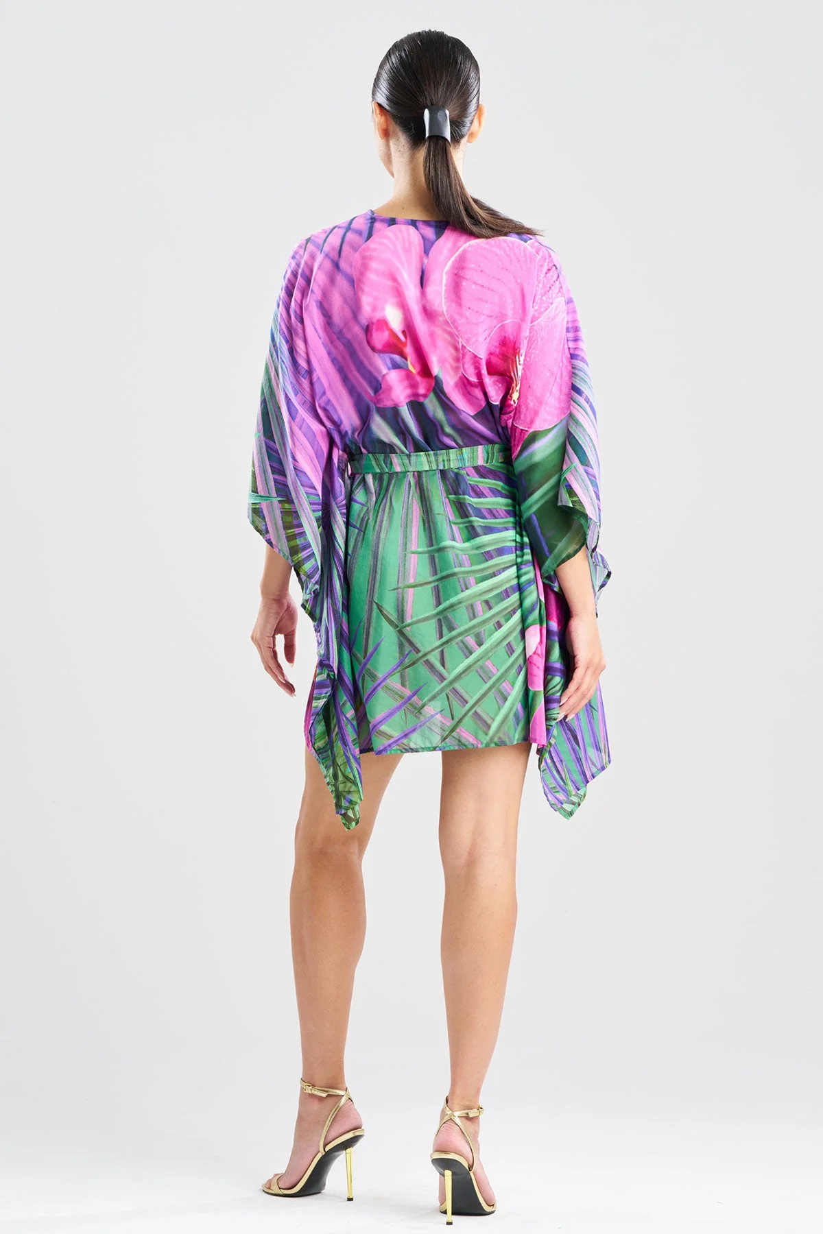 Orchid Silk Cotton Voile Short Caftan - Image 3