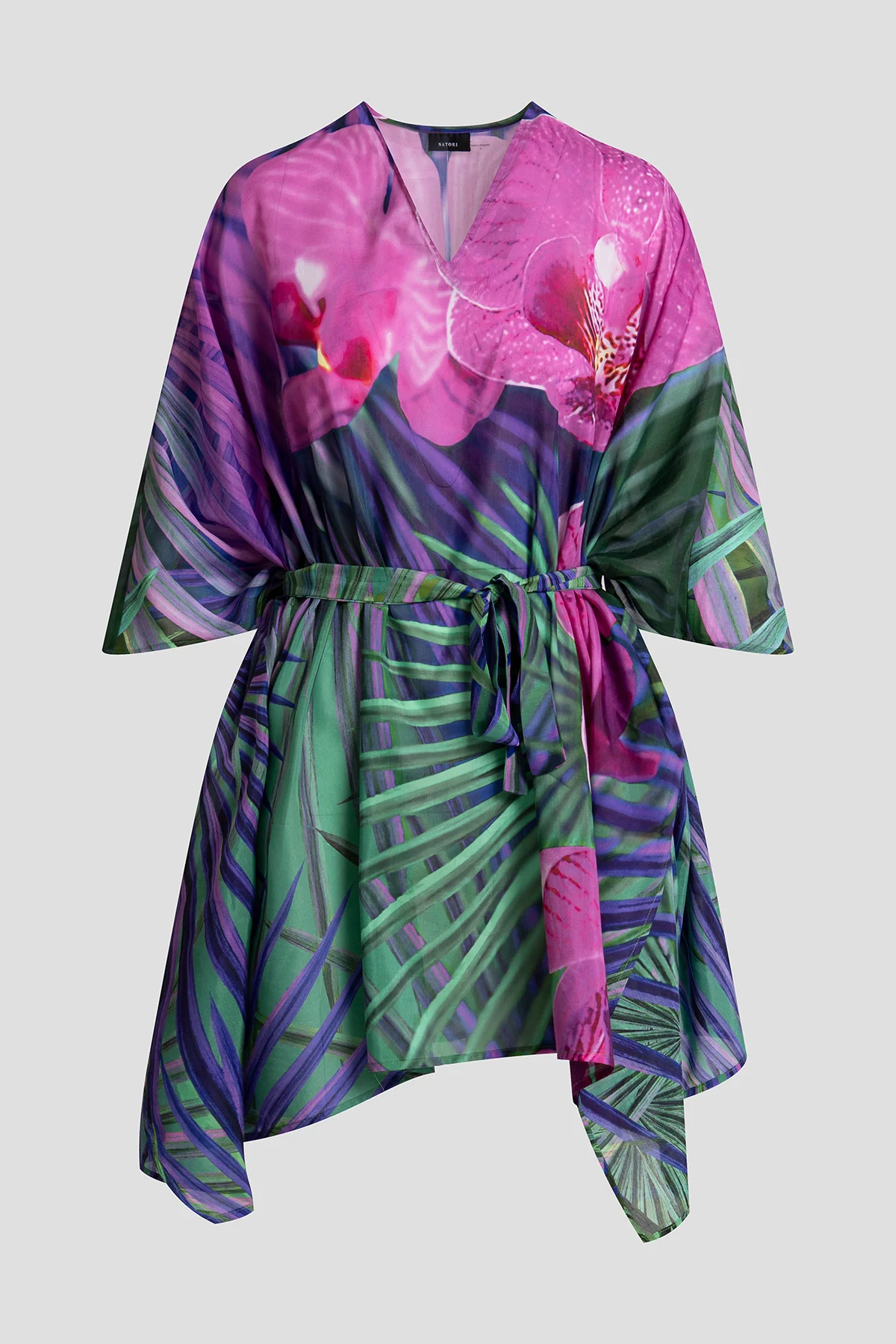 Orchid Silk Cotton Voile Short Caftan - Image 5