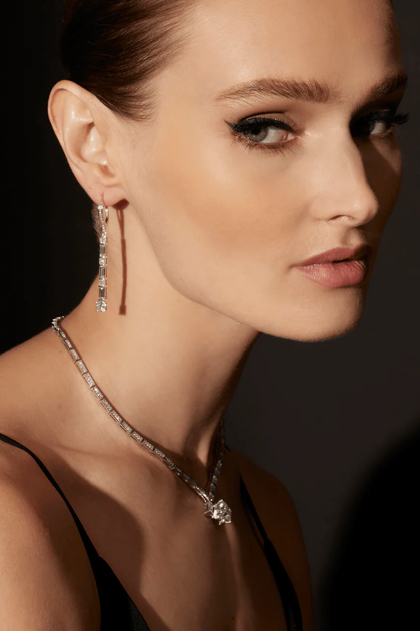 Orient Express Lab-Grown 14K Gold Baguette & Cushion Diamond Long Drop Earrings - Image 5