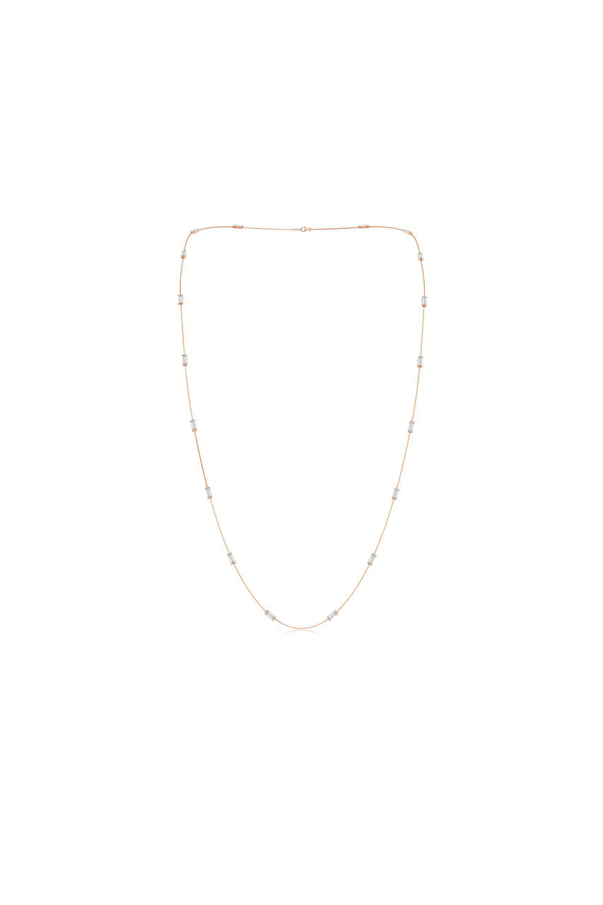 Orient Express Lab-Grown 14K Gold Baguette & Diamond Station Chain Necklace