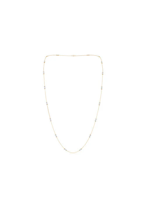 Orient Express Lab-Grown 14K Gold Baguette & Diamond Station Chain Necklace
