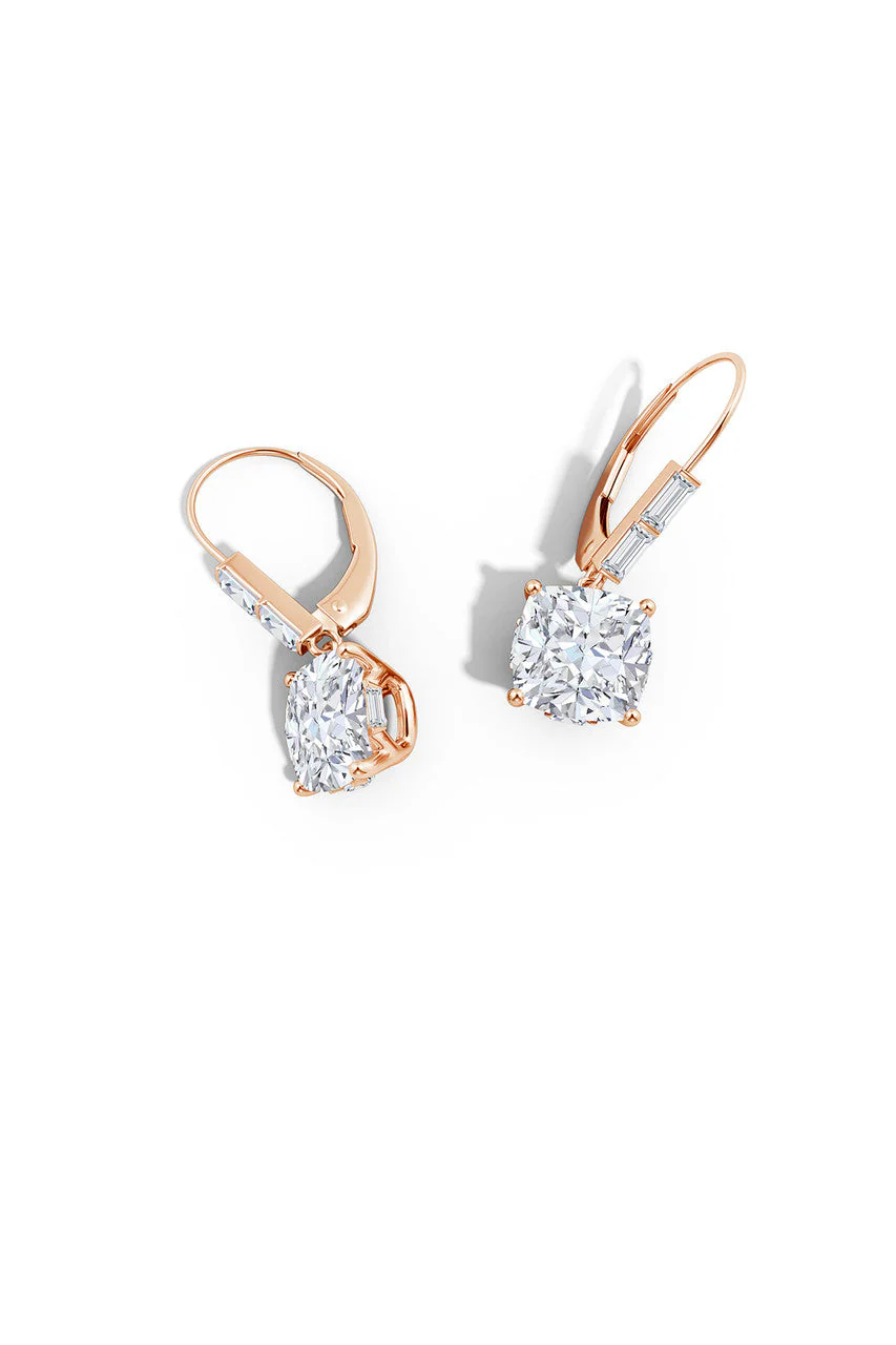 Orient Express Lab-Grown 14K Gold Cushion Diamond Earrings - Image 2