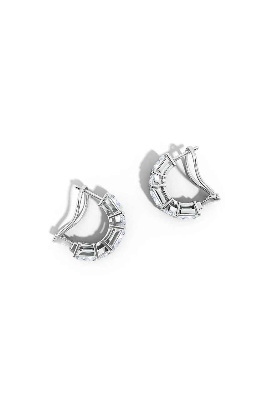Orient Express Lab-Grown 14K Gold Emerald Cut & Cushion Diamond Half Hoop Earrings