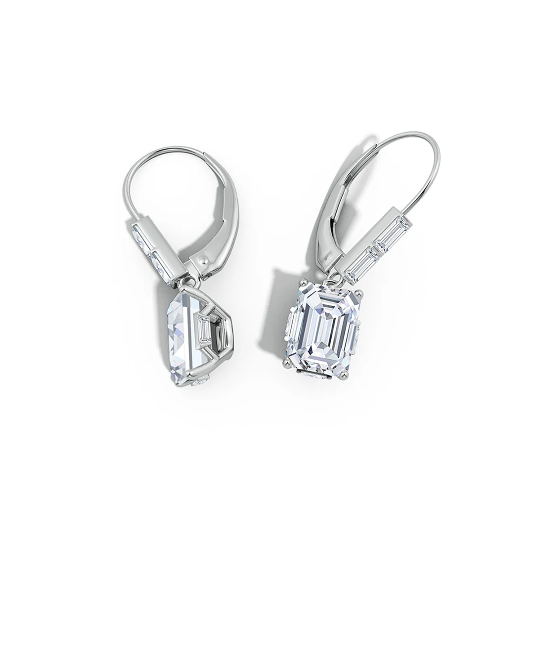 Orient Express Lab-Grown 14K Gold & Emerald Cut Diamond Earrings