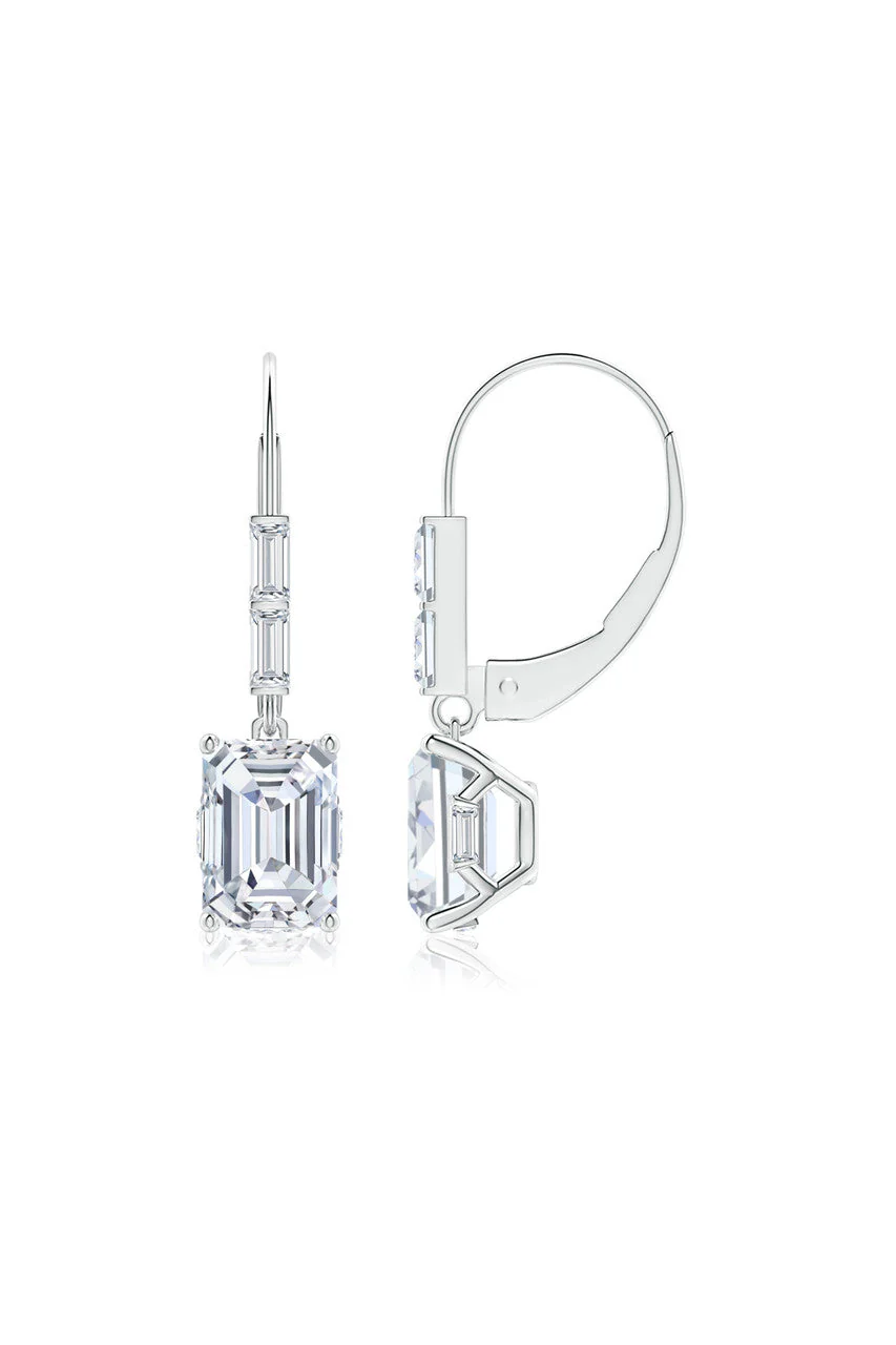 Orient Express Lab-Grown 14K Gold & Emerald Cut Diamond Earrings - Image 2