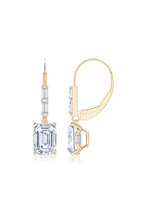 Orient Express Lab-Grown 14K Gold & Emerald Cut Diamond Earrings - Image 2