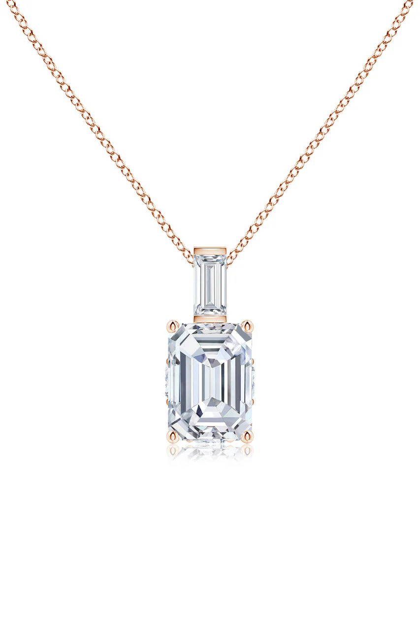 Orient Express Lab-Grown 14K Gold & Emerald Cut Diamond Pendant Necklace