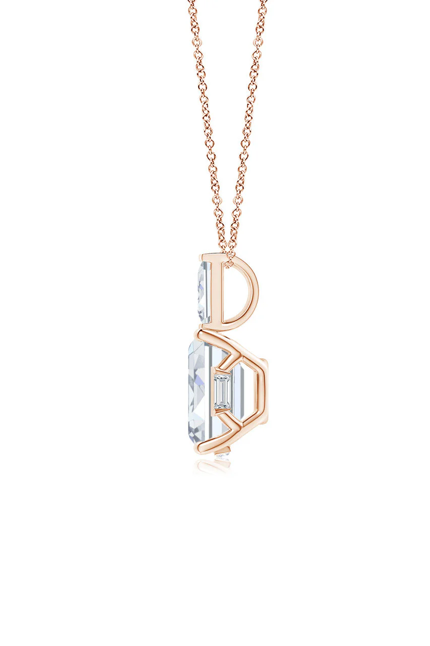 Orient Express Lab-Grown 14K Gold & Emerald Cut Diamond Pendant Necklace - Image 2